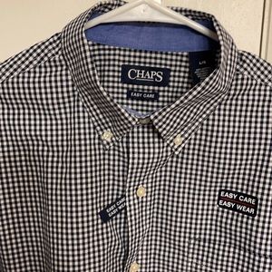 Chaps Mens Lg navy checked long sleeve button down